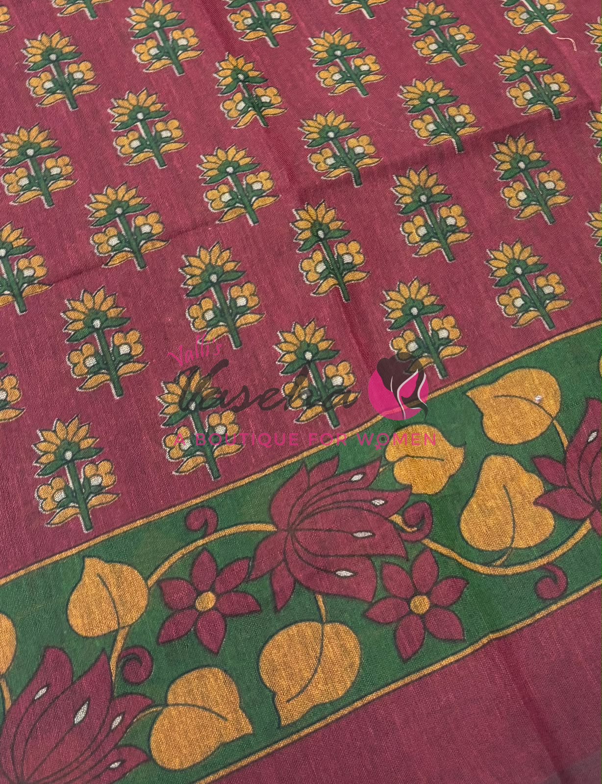 Handloom Cotton Sarees with Kalamkari Blouse - VVKCK003