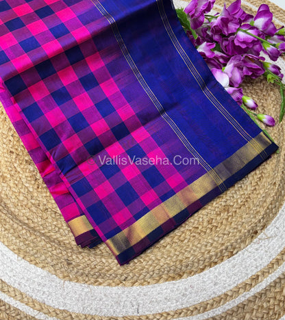 Pure Silk Cotton Saree - Nayantara Checks - Retta Petta Border - VVNCS001