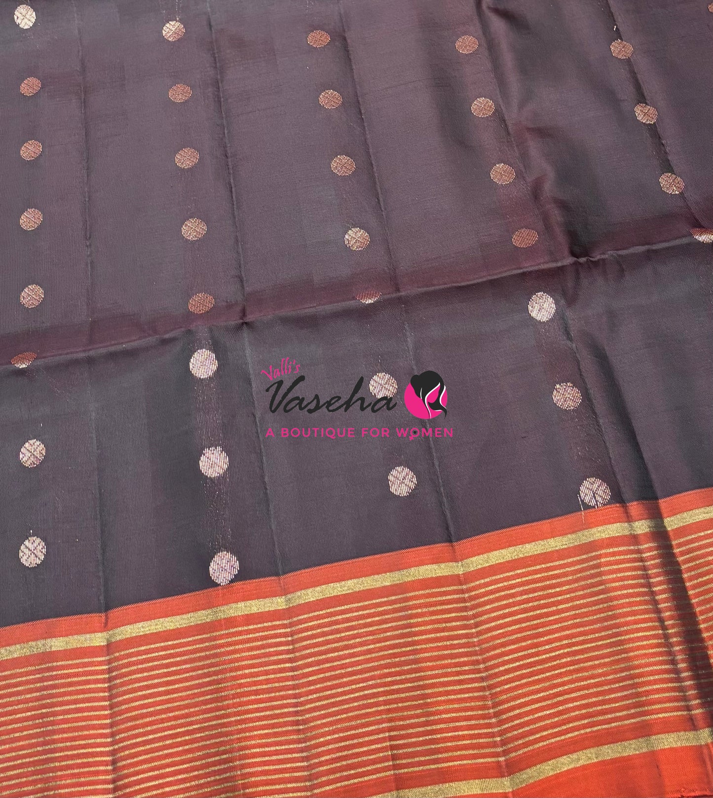Half Mixed  Soft Silk Saree - (1.75 warp)Brown & Rust Orange - VVPSS090