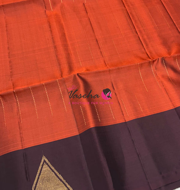 Half Mixed  Soft Silk Saree - Rust Orange & Wine Brown - VVPSS077