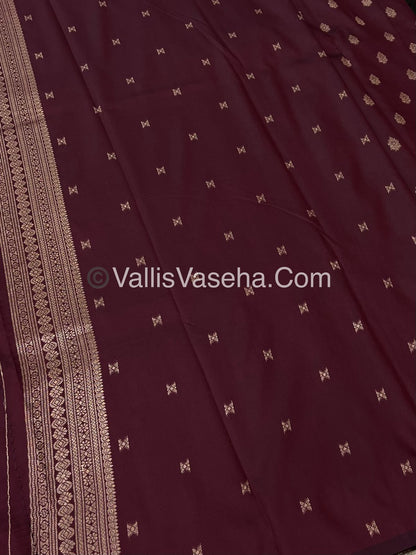 Semi Soft Silk - Peacock Butta Border - Maroon Shade -VVSSS014