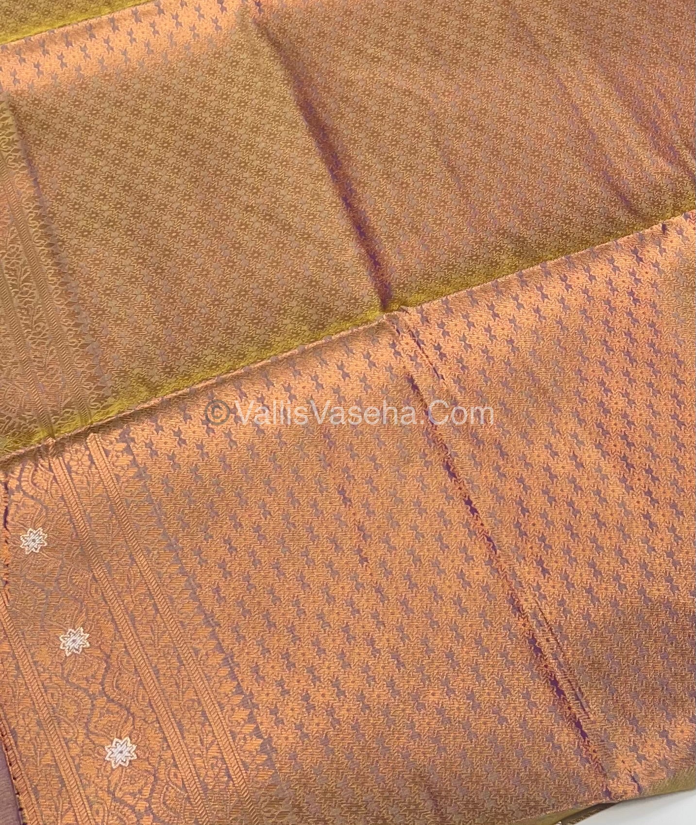 Semi Soft Silk - Border Butta  - Double Tone Goldish Grey Shade -VVSSS010