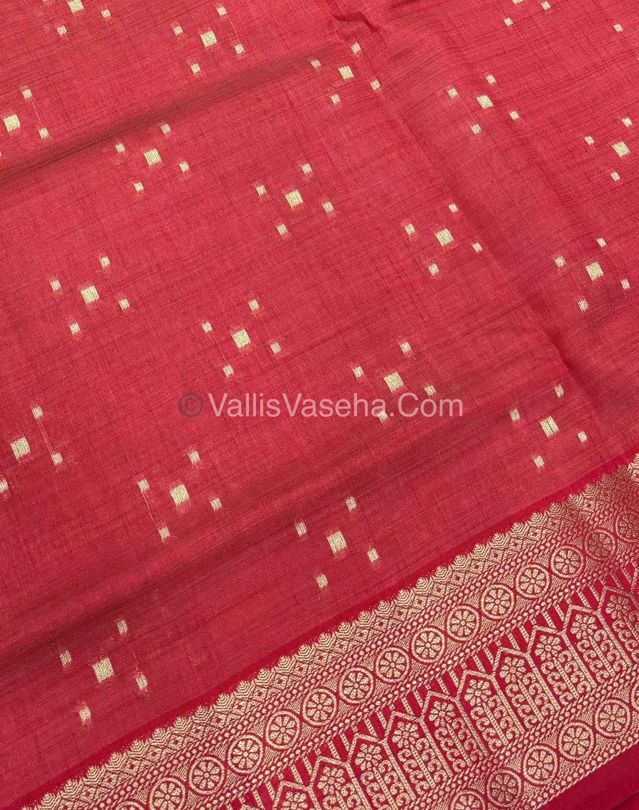 Semi Tussar Silk - Grand Pallu  - Red Shade - VVSTS031