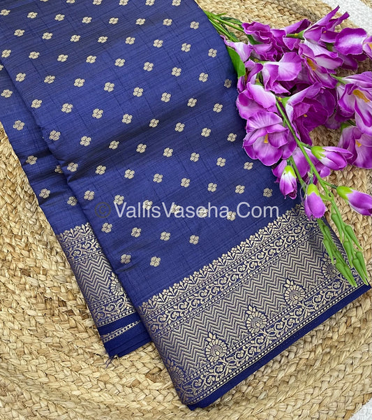 Semi Tussar Silk  - Navy Blue Shade  - VVSTS015