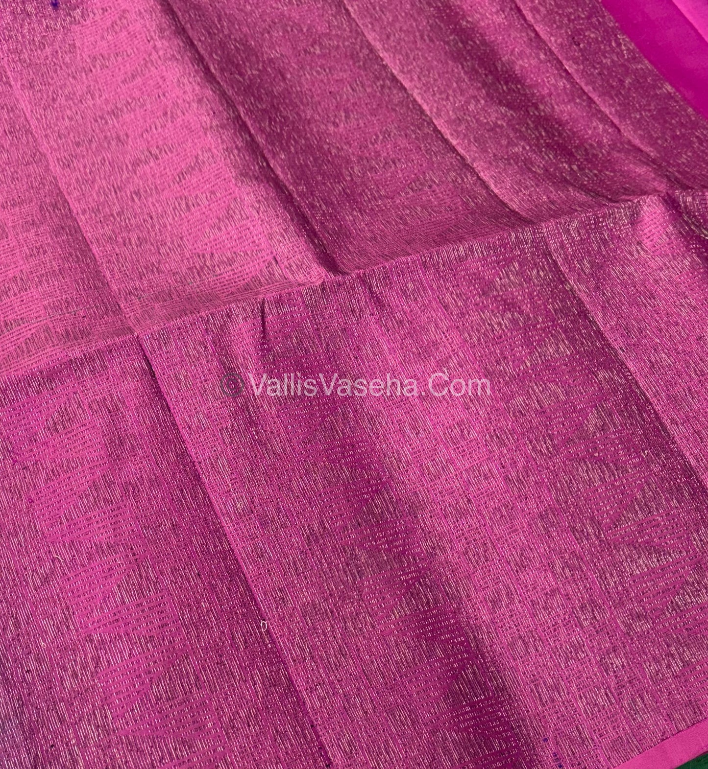 Pure Soft Silk Saree - Border Less  - Green & Pink Combo - VVPSS070
