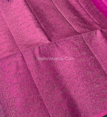 Pure Soft Silk Saree - Border Less  - Green & Pink Combo - VVPSS070
