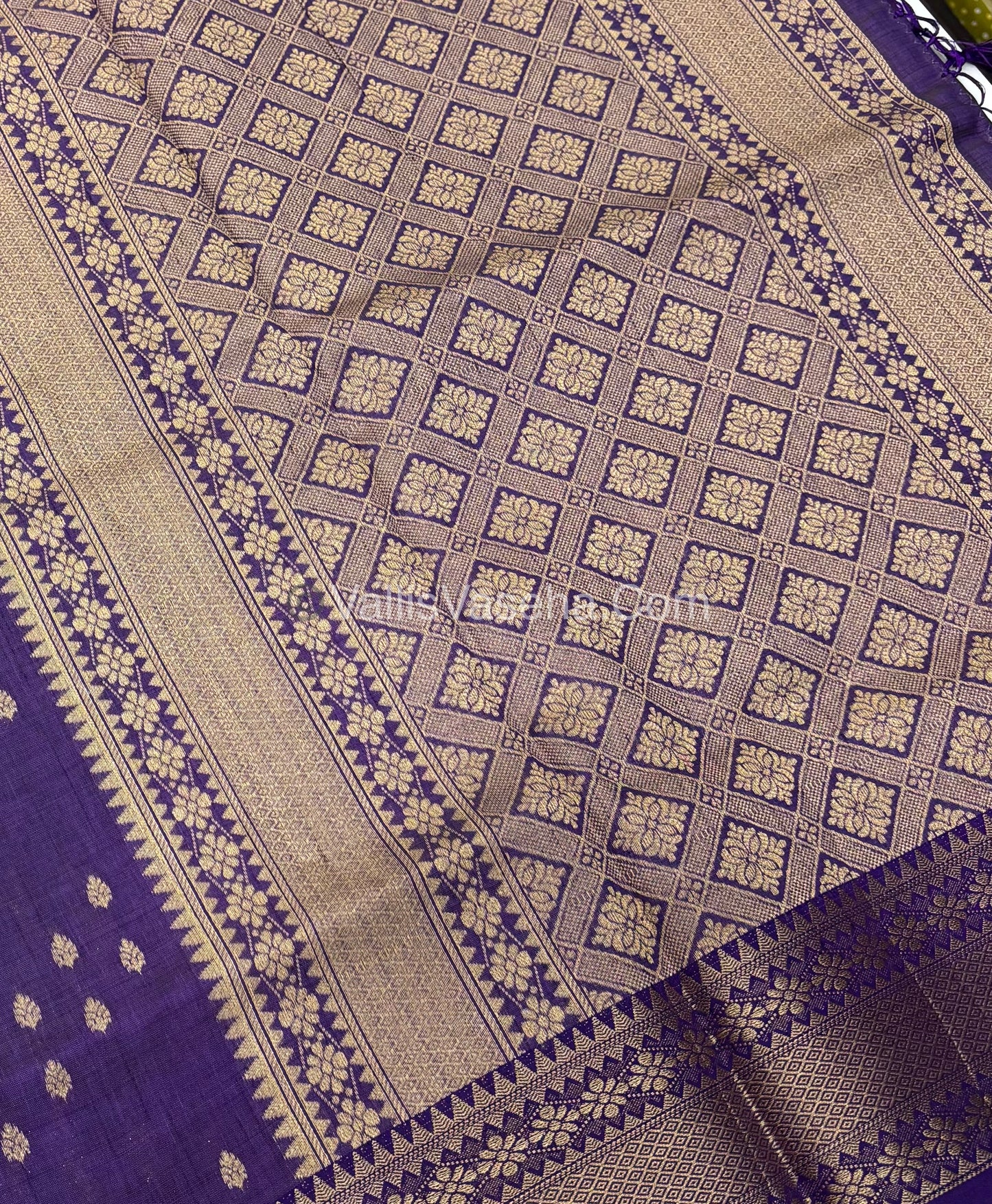 Semi Tussar Silk - Grand Pallu  - ￼Purple Shade - VVSTS017