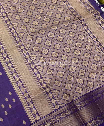 Semi Tussar Silk - Grand Pallu  - ￼Purple Shade - VVSTS017