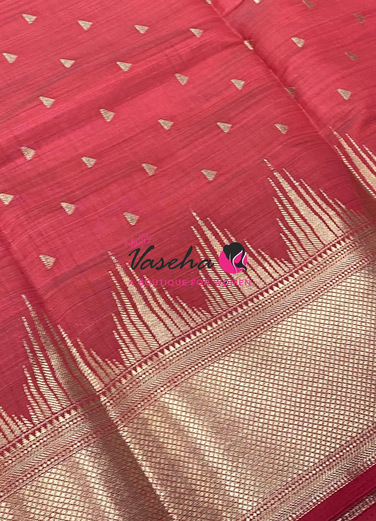Semi Tussar Silk Saree | Red Shade |VVSTS054
