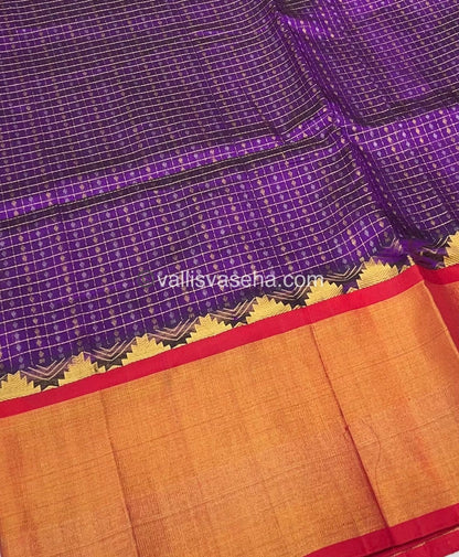 Pure Korvai Silk Cotton - Lakshadeepam Design - Short and Long border - VVKLD003