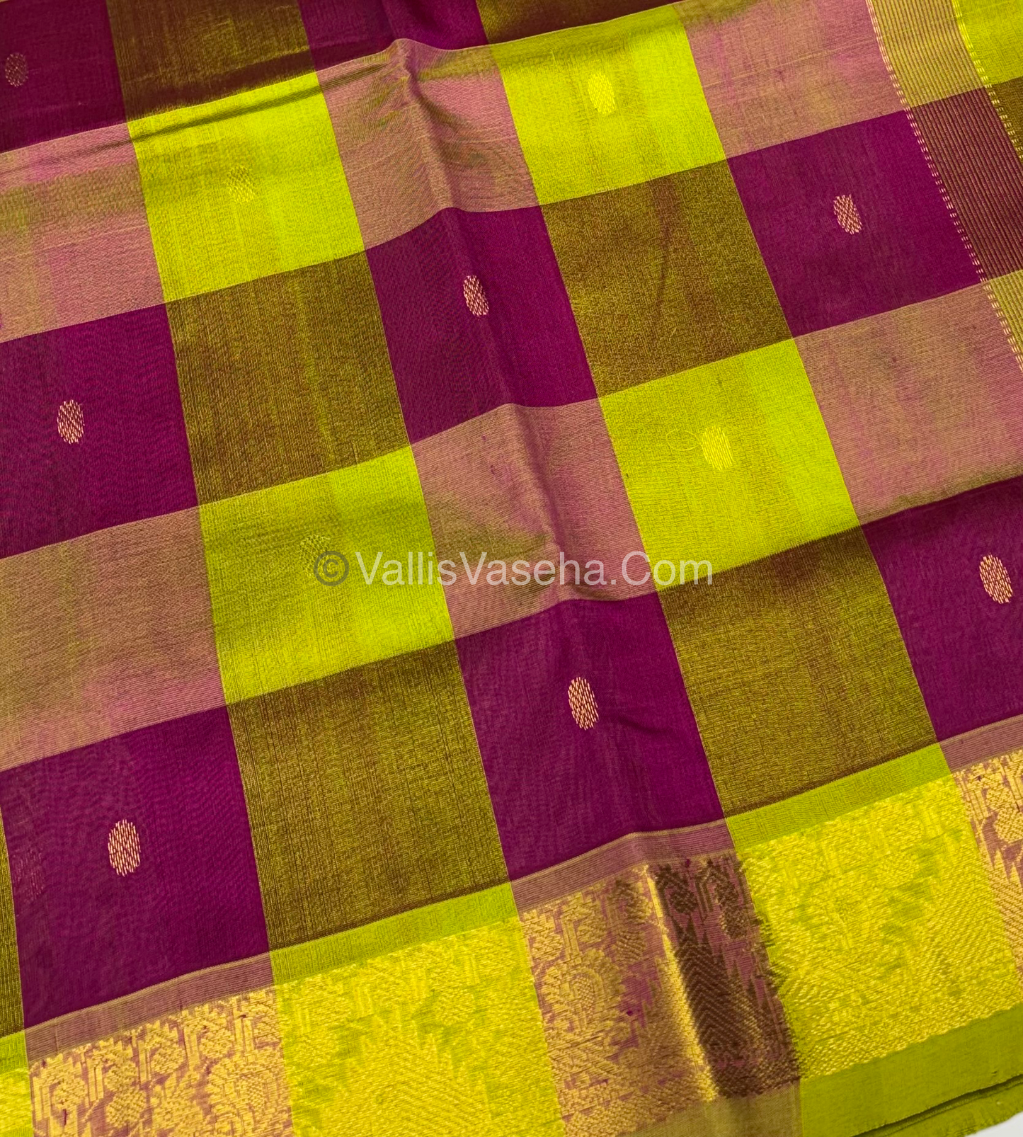 Pure Silk Cotton Saree - Pazhum Pazhamum Checks Design - VVPPSC02