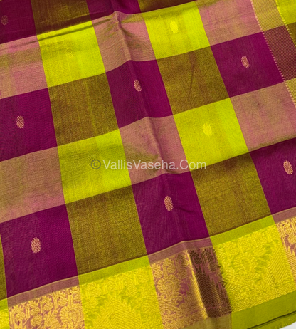 Pure Silk Cotton Saree - Pazhum Pazhamum Checks Design - VVPPSC02