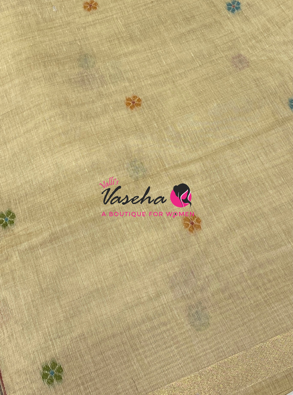Muga Cotton Saree - Cream Shade - VVMCS002