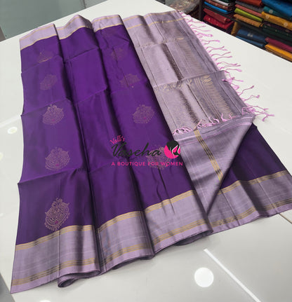 Pure Soft Silk Saree  - Purple With Onion Pink - VVPSS093