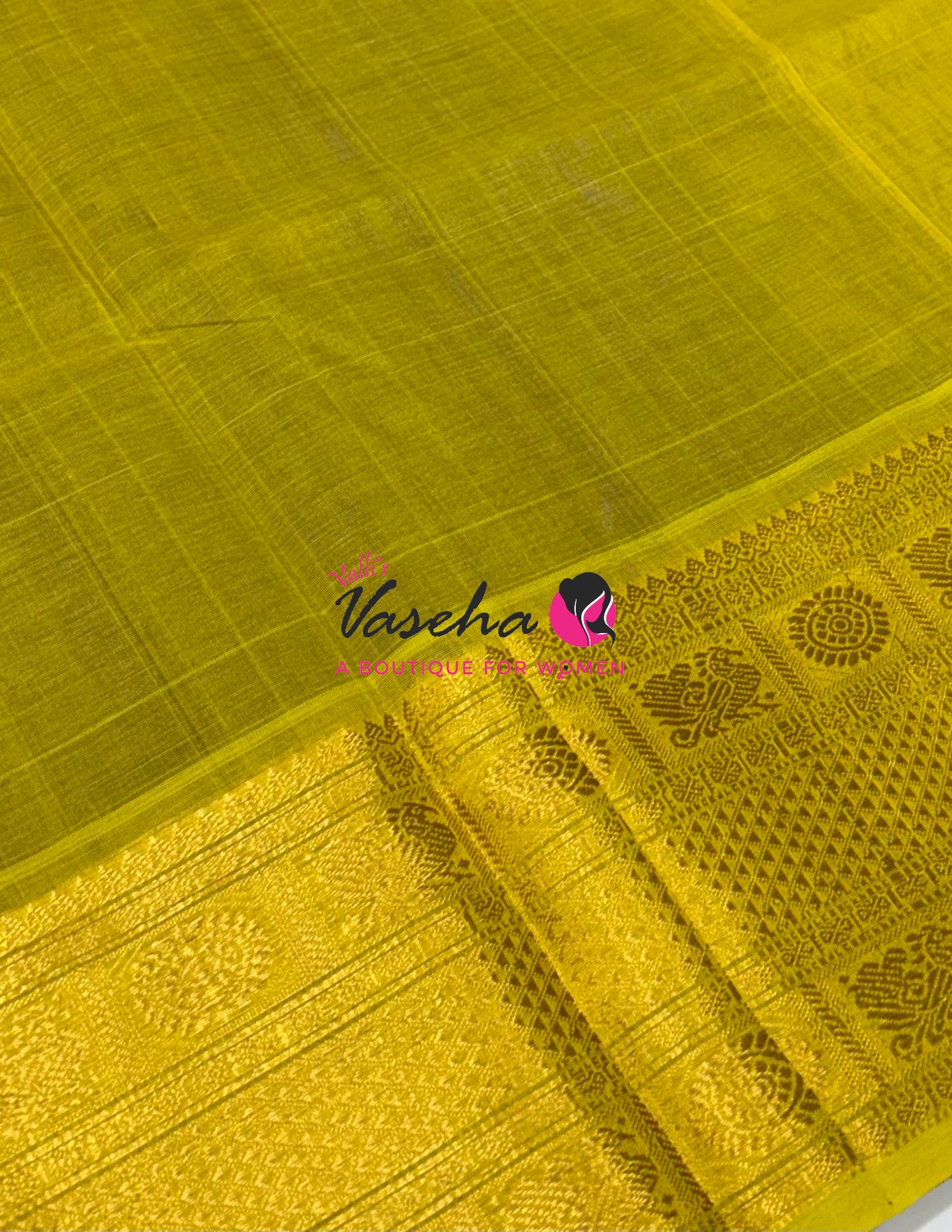 Pure Korvai Silk Cotton  -  Kanchi Border - Blue With Yellow Shade - VVKSC032