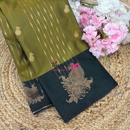 Semi Soft Silk - Green With Green Combo -VVSSS039
