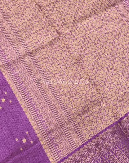 Semi Tussar Silk - Grand Pallu  - Lilac / Light Lavendar Shade - VVSTS031
