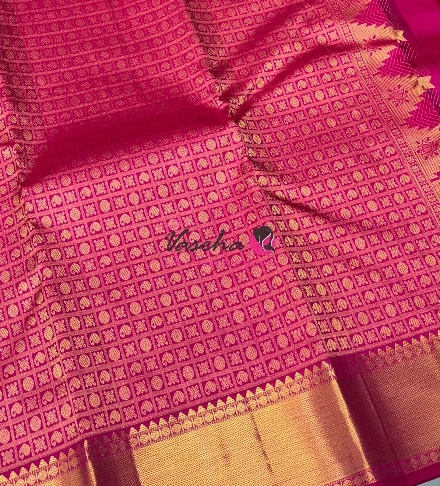 Pure Kanchipuram Silk Saree - Pink  Shade  - VVPS056