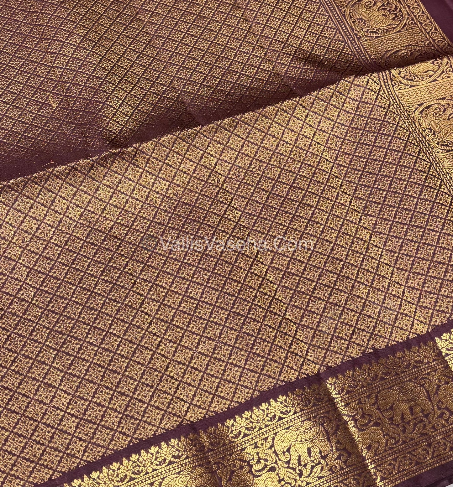 Pure Soft Silk Saree - Kanchi Border - Rust Orange With Wine Brown Shade - VVPSS015