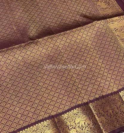 Pure Soft Silk Saree - Kanchi Border - Rust Orange With Wine Brown Shade - VVPSS015