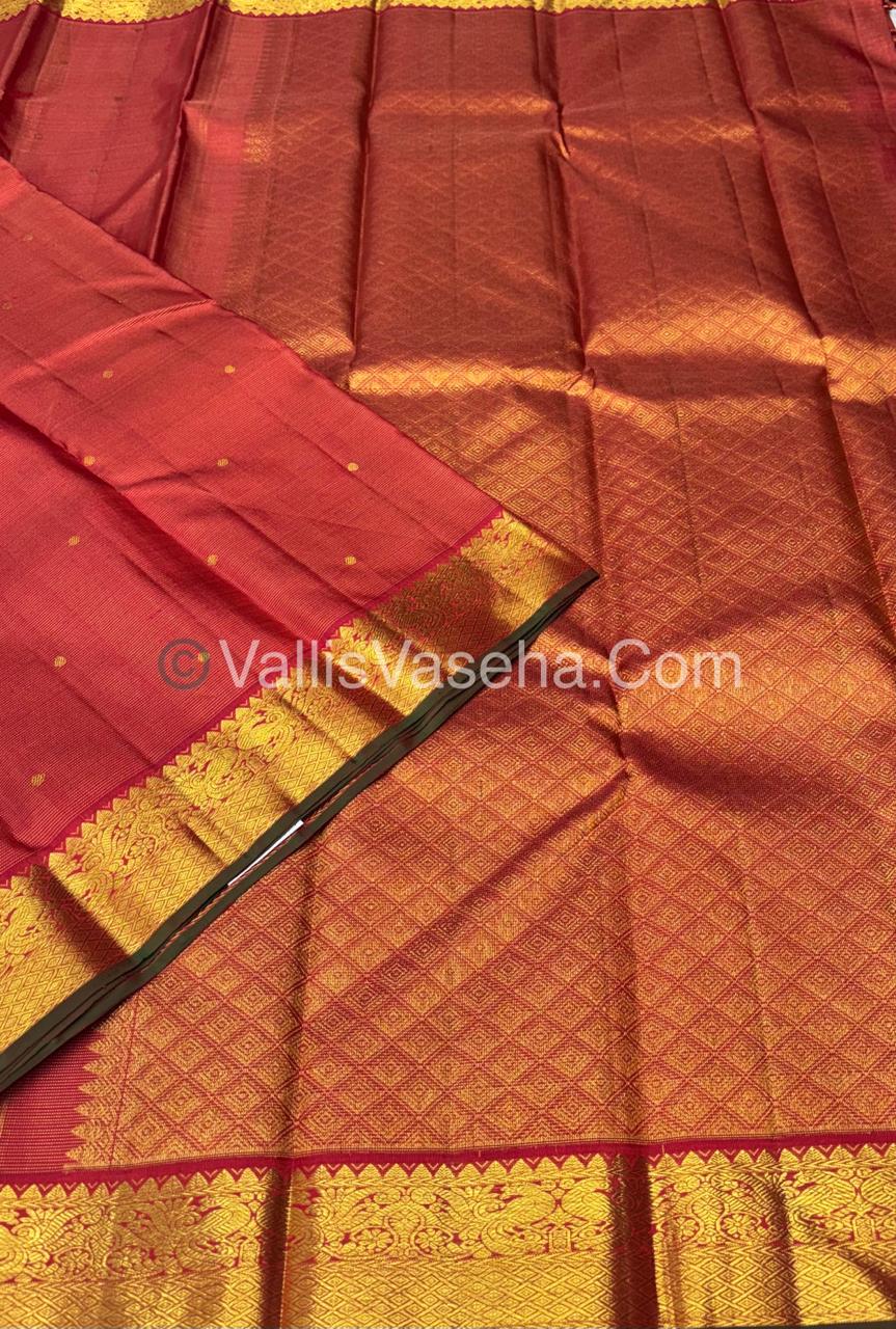 Pure Kanchipuram Silk Saree - Vaira Voosi Design - Red Shade - VVPS030