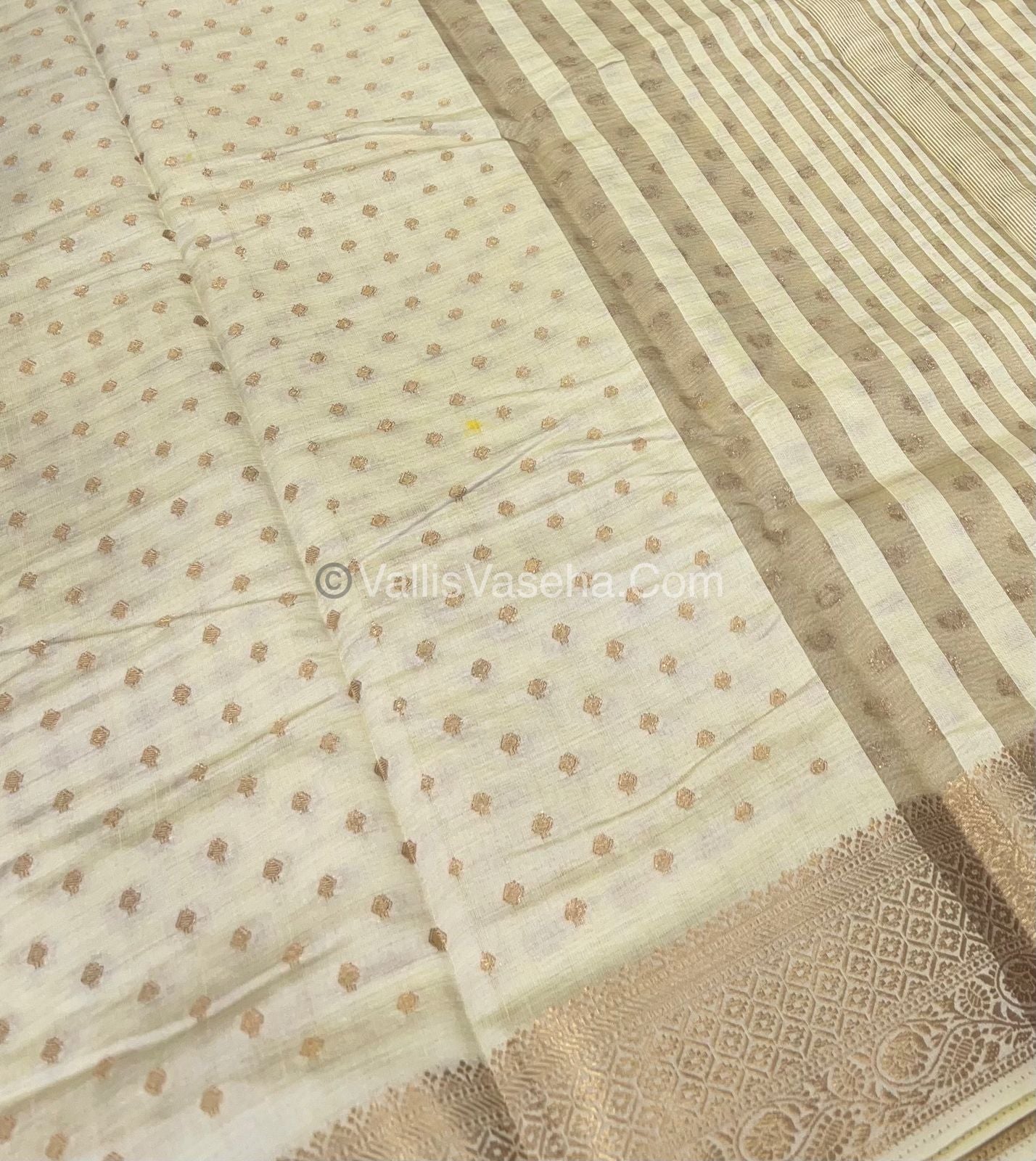 Semi Tussar Silk  - Cream Shade - VVSTS014
