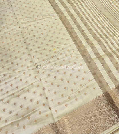 Semi Tussar Silk  - Cream Shade - VVSTS014