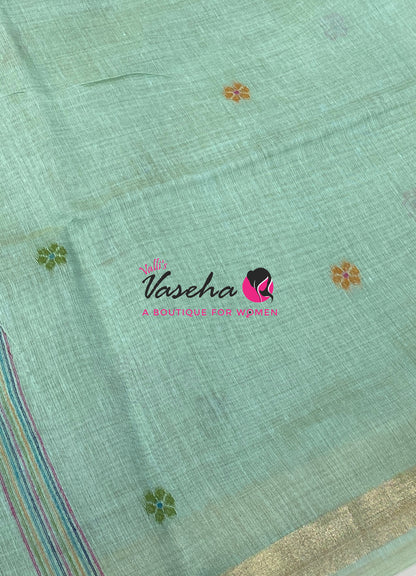 Muga Cotton Saree - Blue Shade - VVMCS002