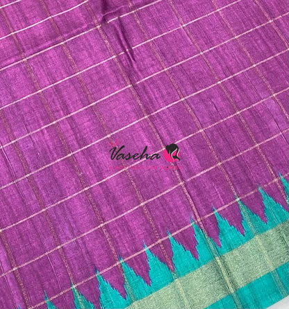 Semi Art Tussar Silk  / Art Silk - Purple & Blue - VVATS008
