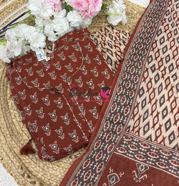 Ready Made | Anarkali Set  |Salwar, Kameez & Duppatta(3pc)|Cotton |VVRMS020