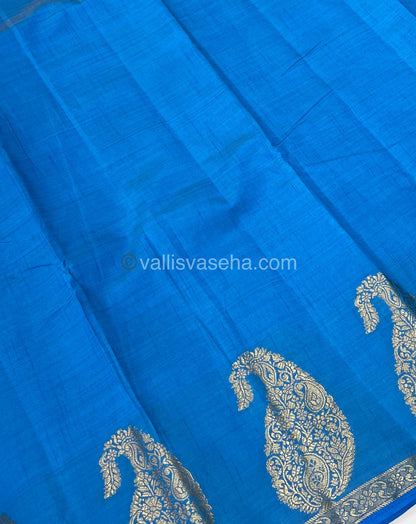 Semi Tussar Silk - Small Mango - Light Blue Shade - VVSTS002