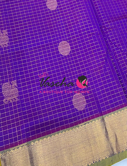 Pure Silk Cotton Saree - Mayil & Chakkaram Design -  Purplish Pink With Yellow Shade -VVMC002