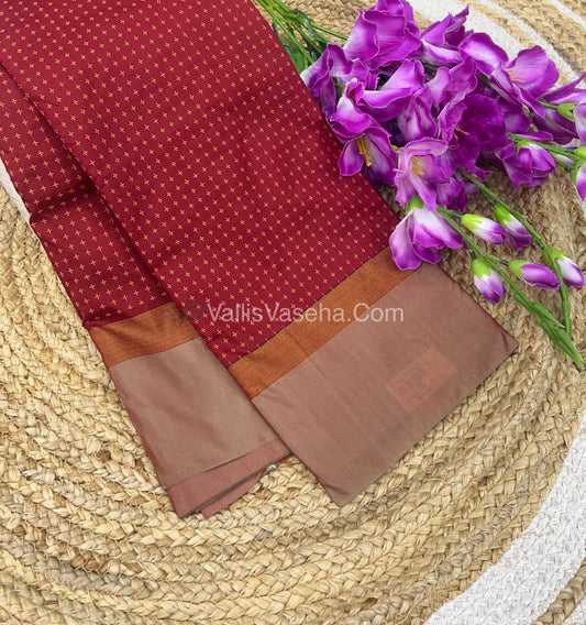 Semi Silk Saree - Plus Design Style - Contrast Pallu & Blouse or Running Pallu & Blouse - VVSS004