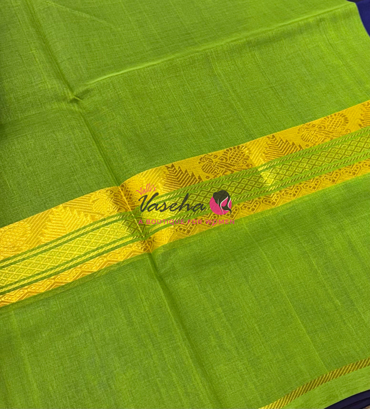 Pure Silk Cotton Saree - VTV Sarees - Blue & Green Shade - VVPSC013
