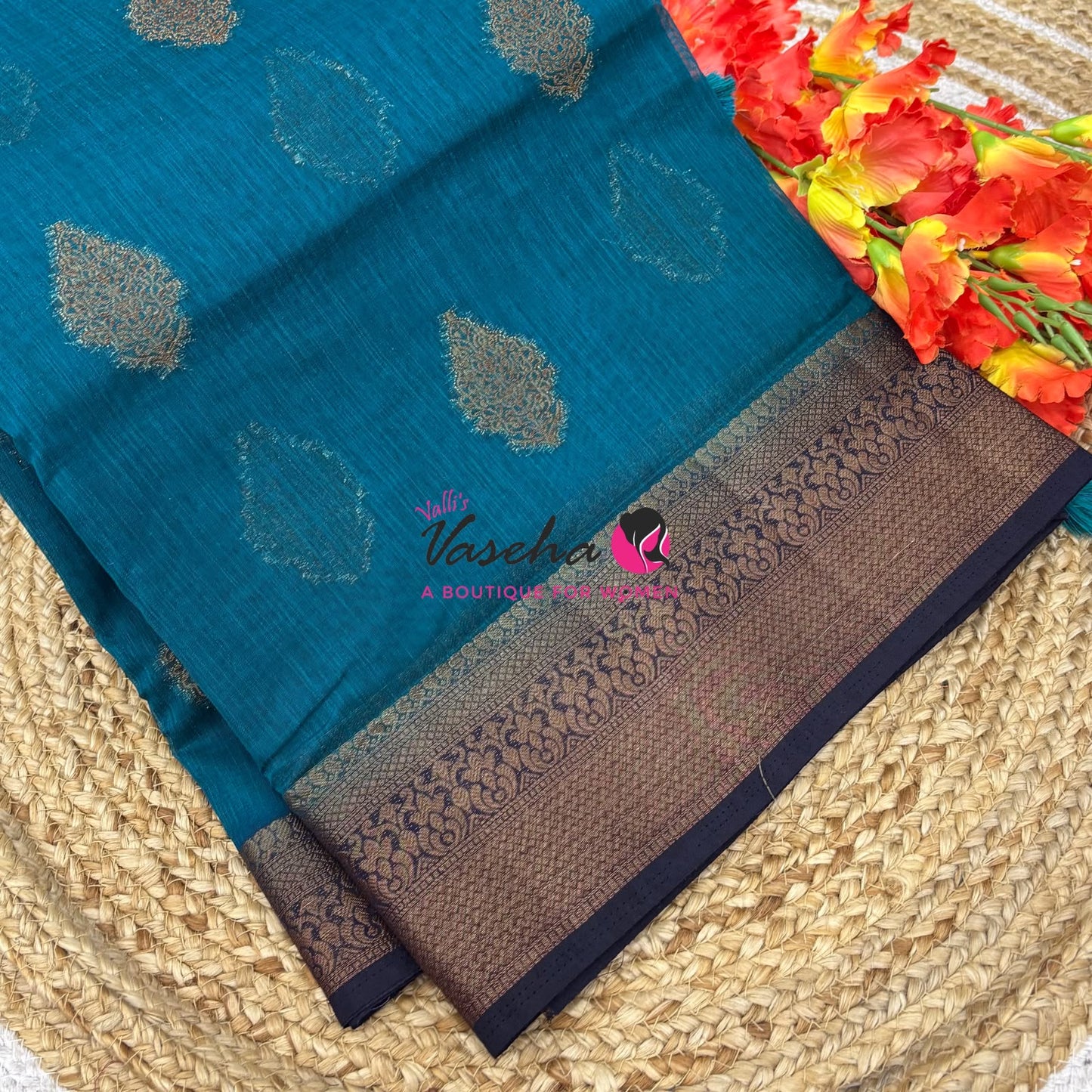 Bamboo Silk Saree - Blue with Blue Shade - VVBSS018