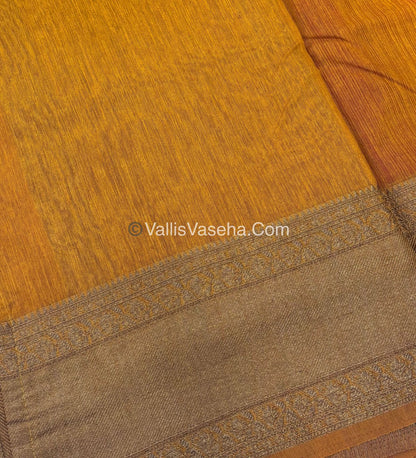 Bamboo Silk Saree- Red with mustard  Shade - VVBSS012