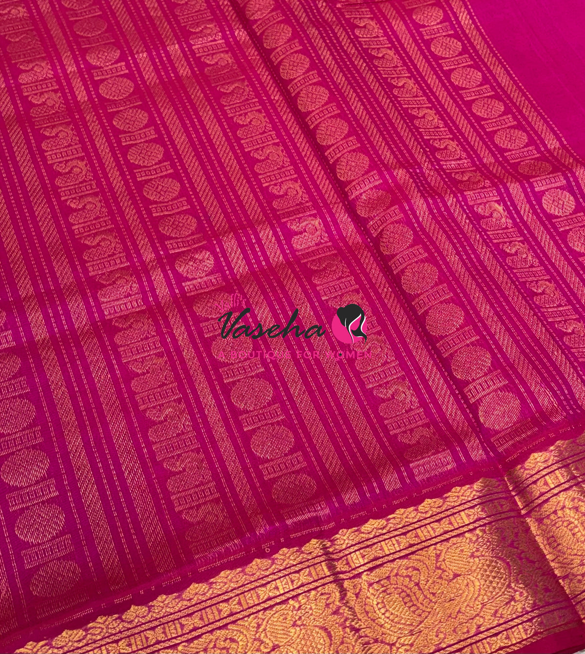 Pure Silk Cotton Saree - Pink With Pink Shade - Lakshadeepam Design - VVPLD001