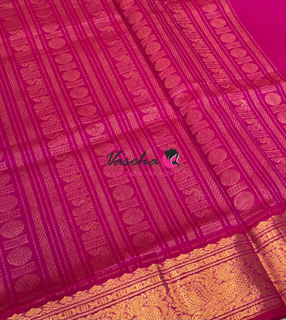 Pure Silk Cotton Saree - Pink With Pink Shade - Lakshadeepam Design - VVPLD001