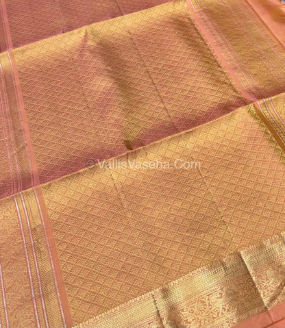 Pure Soft Silk Saree - Kanchi Border -  Orangish Gold Combo - VVPSS057