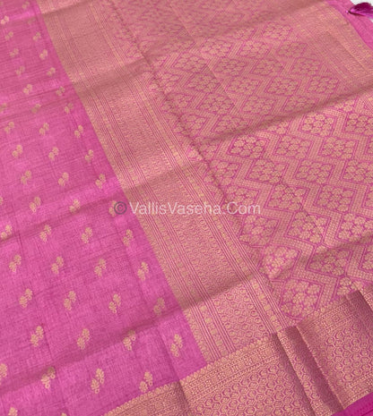 Semi Tussar Silk - Grand Pallu  - Pink Shade - VVSTS021