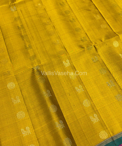 Pure Soft Silk Saree  - Yellow & Blue Combo  - VVPSS055