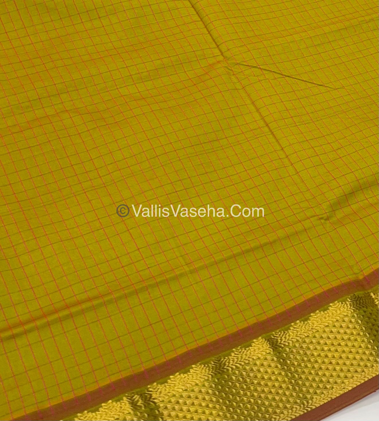 Semi Silk Cotton Saree - Green With Pink Shade - VVSSC004