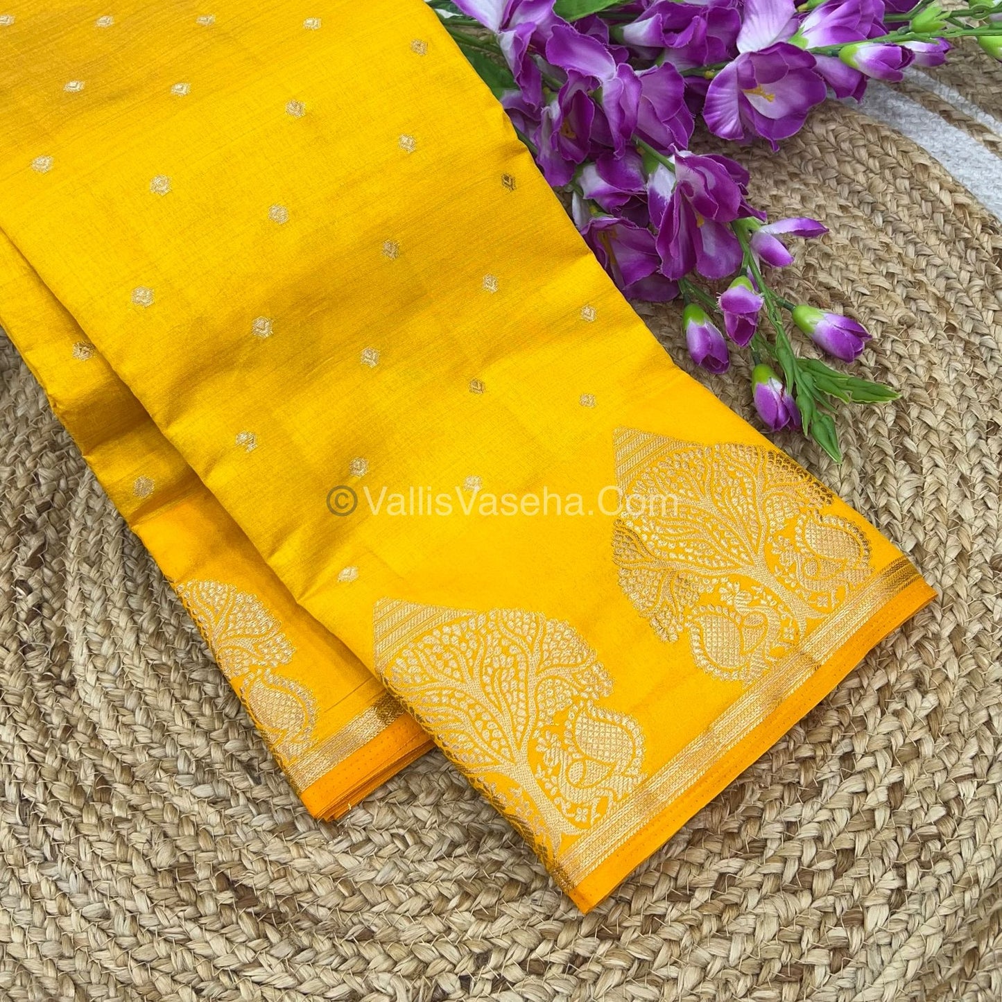 Semi Tussar Silk Saree - Yellow Shade - VVSTS036