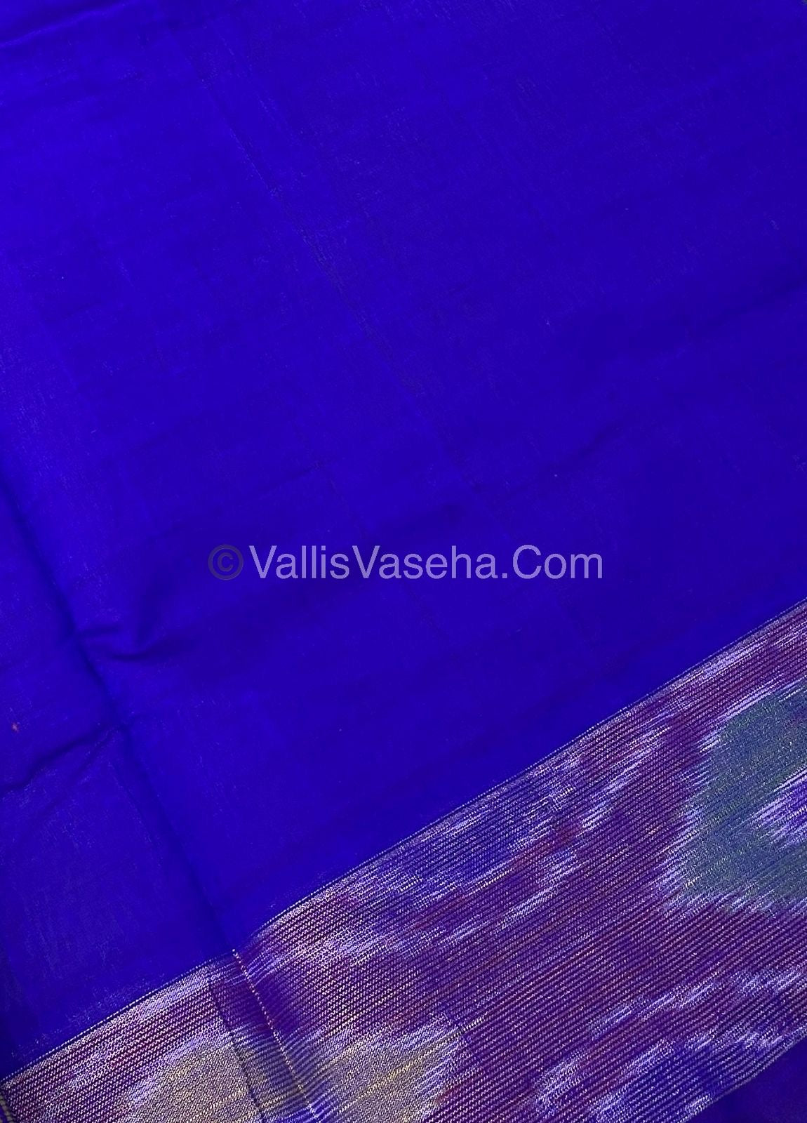 Semi Silk Cotton Saree - Green & Ink Blue  - VVSSC001