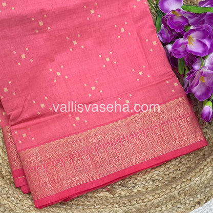 Semi Tussar Silk - Grand Pallu  - Peach Shade - VVSTS031
