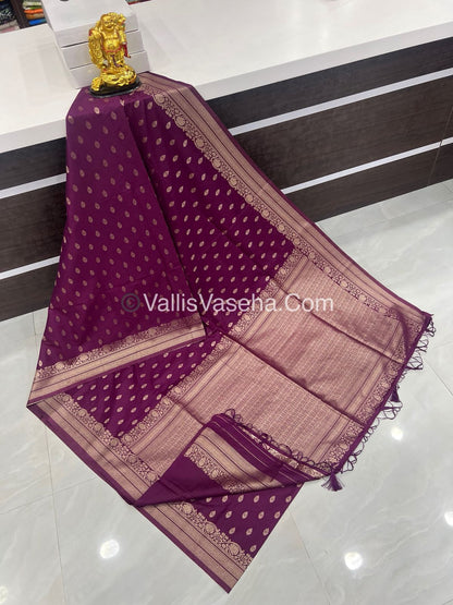 Banarasi - Heritage Silk - Semi Kathan Silk - Purplish Wine Shade - VVBHS006