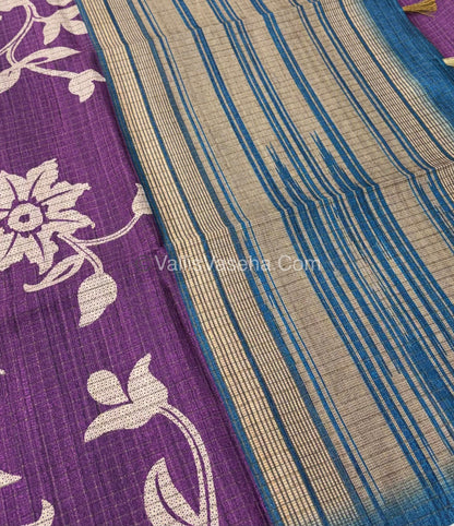 Art Tussar / Art Silk - Purple & Blue Shade - VVATS003