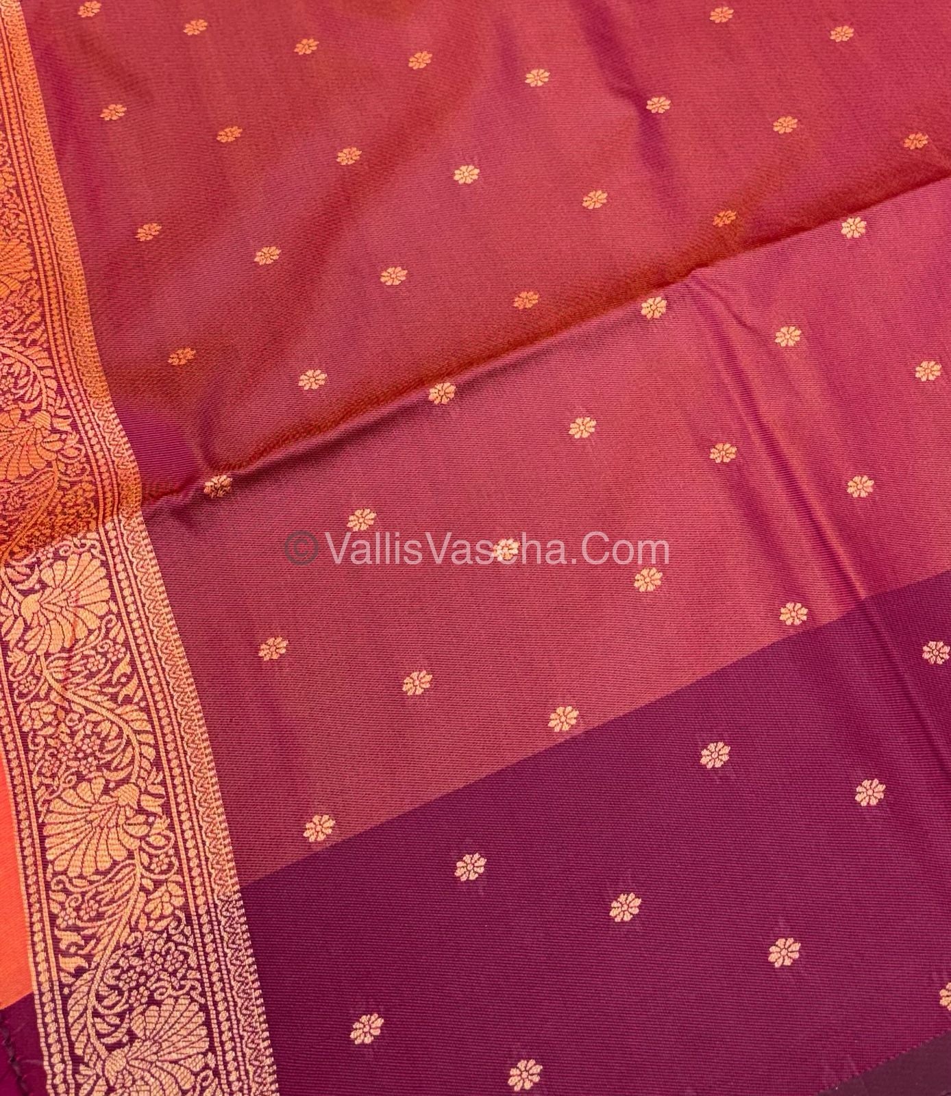 Semi Soft Silk - Peach Gold With Maroon Shade -VVSSS030 - 6