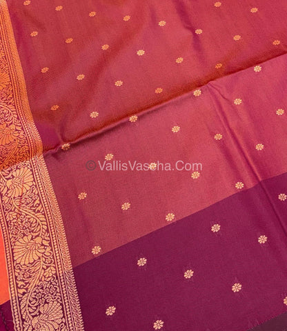 Semi Soft Silk - Peach Gold With Maroon Shade -VVSSS030 - 6