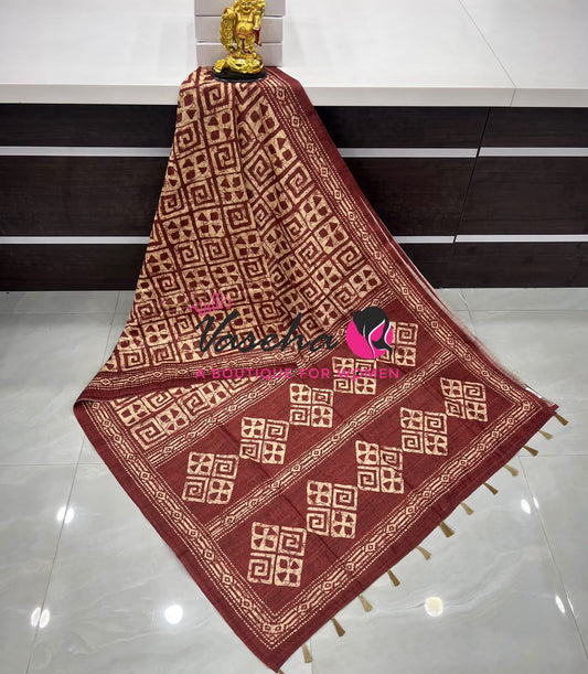 Art Tussar / Art Silk - Maroon Shade - VVATS005